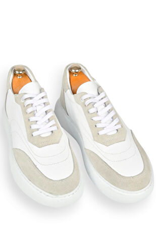 DeepSEA Erkek Beyaz Bağcıklı Eva Taban Hakiki Deri Ortopedik Spor Ayakkabı Sneaker2509966