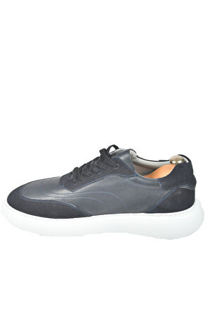 DeepSEA Erkek Lacivert Bağcıklı Eva Taban Hakiki Deri Ortopedik Spor Ayakkabı Sneaker2509966