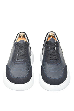 DeepSEA Erkek Lacivert Bağcıklı Eva Taban Hakiki Deri Ortopedik Spor Ayakkabı Sneaker2509966