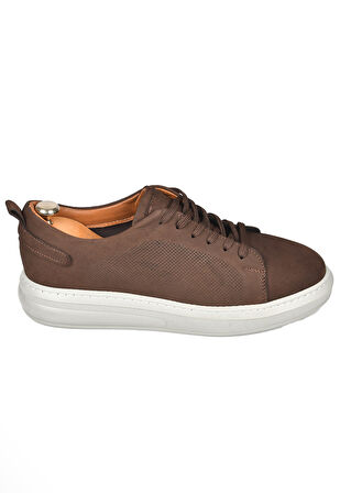 DeepSEA Erkek Kahve Eva Taban Bağcıklı Nubuk Deri Yüksek Taban Spor Ayakkabı Sneaker 2509953