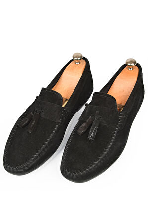 DeepSEA Erkek Siyah Püsküllü Süet Deri Yazlık Ayakkabı Loafer 2509963