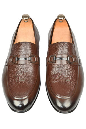 DeepSEA Erkek Kahve Tokalı Klasik Ortopedik Hafif Taban Hakiki Deri Casual Ayakkabı Loafer 2509976