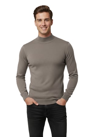 DeepSEA Vizon Slim Fit Yarım Balıkçı Yaka Likralı İnce Triko Erkek Yarım Boğazlı Kazak 2505502