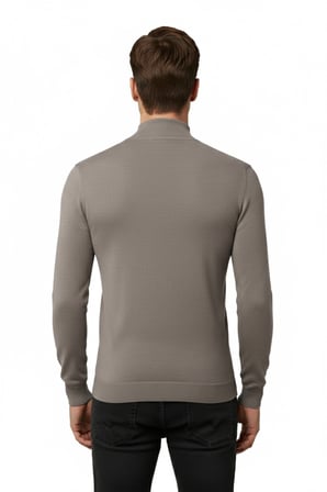 DeepSEA Vizon Slim Fit Yarım Balıkçı Yaka Likralı İnce Triko Erkek Yarım Boğazlı Kazak 2505502