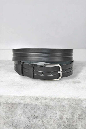 DeepSEA Erkek Siyah Hakiki Deri 4 cm Kot Kanvas  Kemeri Orjinal Deri Spor Kemer 2402622