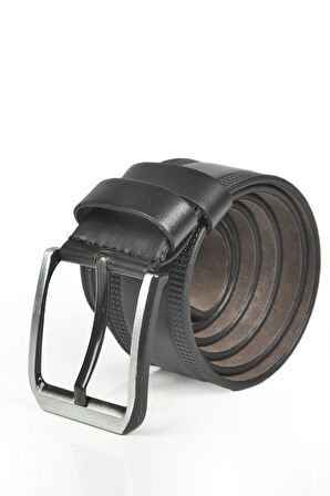 DeepSEA Erkek Siyah 4,5 cm Yanları Desenli Suni Deri Spor Kemer 2402624