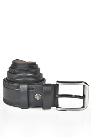 DeepSEA Erkek Siyah 4,5 cm Yanları Desenli Suni Deri Spor Kemer 2402624