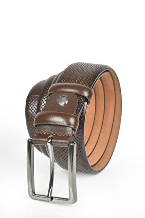 DeepSEA Kahve Erkek Nokta Desenli Deri Kemer 2104489