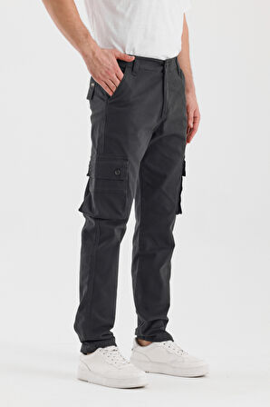 DeepSEA Erkek Füme Regular Kesim Likralı Kargo Cepli Spor Pantolon 2505245