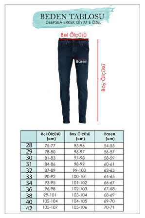 DeepSEA Erkek Lacivert Önü Yırtık Detaylı Dar Kesim Likralı Kot Pantolon Jean 2505280