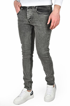 DeepSEA Erkek Antrasit Yeni Sezon Taşlanmış Slim Fit Kesim Likralı Kot Pantolon Jean 2505131