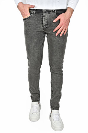 DeepSEA Erkek Antrasit Yeni Sezon Taşlanmış Slim Fit Kesim Likralı Kot Pantolon Jean 2505131
