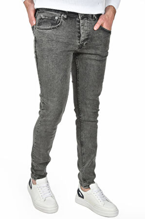 DeepSEA Erkek Antrasit Yeni Sezon Taşlanmış Slim Fit Kesim Likralı Kot Pantolon Jean 2505131