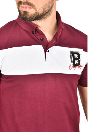 DeepSEA Erkek Bordo Slim Fit Nefes Alan Pamuklu Kumaş Dar Kesim Kıvrılmaz Yaka Polo Yaka Tişört 2503019