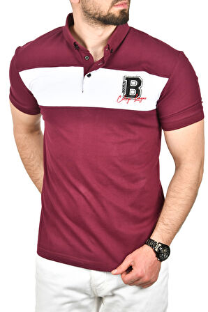 DeepSEA Erkek Bordo Slim Fit Nefes Alan Pamuklu Kumaş Dar Kesim Kıvrılmaz Yaka Polo Yaka Tişört 2503019