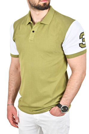 DeepSEA Erkek Yeşil Dar Kesim Pamuklu Polo Yaka Tişört Slim Fit Nefes Alan Kıvrılmaz Polo Yaka Tişört 2503022