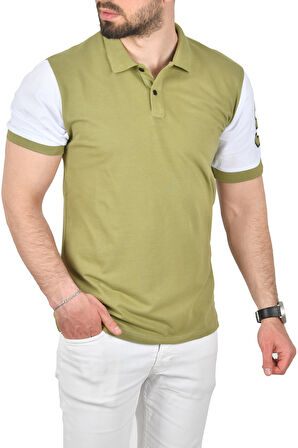 DeepSEA Erkek Yeşil Dar Kesim Pamuklu Polo Yaka Tişört Slim Fit Nefes Alan Kıvrılmaz Polo Yaka Tişört 2503022