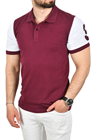 DeepSEA Erkek Bordo Dar Kesim Pamuklu Polo Yaka Tişört Slim Fit Nefes Alan Kıvrılmaz Polo Yaka Tişört 2503022