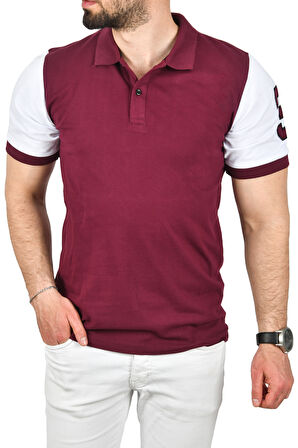 DeepSEA Erkek Bordo Dar Kesim Pamuklu Polo Yaka Tişört Slim Fit Nefes Alan Kıvrılmaz Polo Yaka Tişört 2503022
