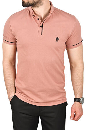 DeepSEA Erkek Pudra Slim Fit Dar Kesim Pamuklu Pike Kumaş Polo Yaka Tişört Nefes Alan Kıvrılmaz Polo Yaka Tişört 2503020