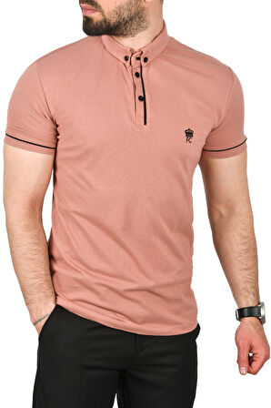 DeepSEA Erkek Pudra Slim Fit Dar Kesim Pamuklu Pike Kumaş Polo Yaka Tişört Nefes Alan Kıvrılmaz Polo Yaka Tişört 2503020
