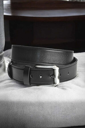 DeepSEA Erkek Siyah %100 Hakiki Deri Spor Kot Kemeri 4,5 cm Kot ve Kanvas Pantolonlara Uygun Kemer 2402633