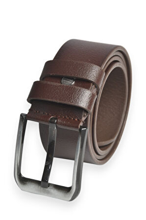 DeepSEA Erkek Kahve %100 Hakiki Deri Spor Kot Kemeri 4,5 cm Kot ve Kanvas Pantolonlara Uygun Kemer 2502634