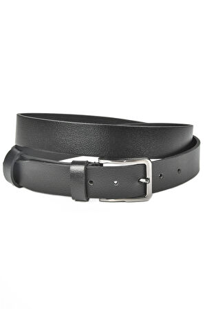 DeepSEA Erkek Siyah Hakiki Deri Klasik Kemer 3,5 cm Kumaş Pantolon Kemeri 2502635 