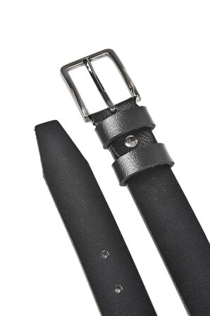 DeepSEA Erkek Siyah Hakiki Deri Klasik Kemer 3,5 cm Kumaş Pantolon Kemeri 2502635 