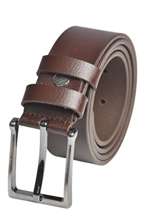 DeepSEA Erkek Kahve Hakiki Deri Klasik Kemer 3,5 cm Kumaş Pantolon Kemeri 2502635 