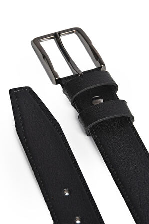 DeepSEA Erkek Siyah %100 Hakiki Deri 3,5 cm Klasik Kemer  Kumaş Pantolon Kemeri 2502636