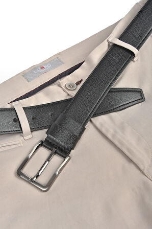 DeepSEA Erkek Siyah %100 Hakiki Deri 3,5 cm Klasik Kemer  Kumaş Pantolon Kemeri 2502636