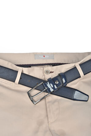 DeepSEA Lacivert Erkek Nokta Desenli Rugan Klasik Suni Deri Erkek Kemer 2104486