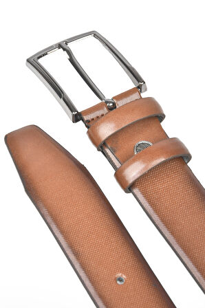 DeepSEA Erkek Kahve 3,5 cm Lazer İşlemeli Klasik Suni Deri Kemer 2402628