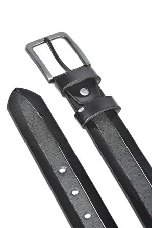DeepSEA Erkek Siyah 4 cm Lazer İşlemeli Rugan Parlak Suni Deri Kemer 2402638