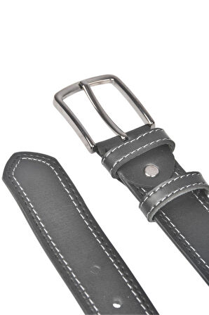 DeepSEA Erkek Siyah 4 cm Yanları Dikişli Suni Deri Kemer 2402641