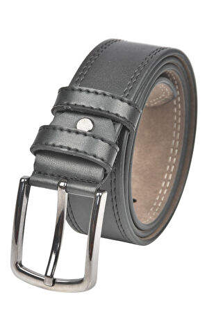 DeepSEA Erkek Siyah 4 cm Yanları Dikişli Suni Deri Spor Kemer 2402642