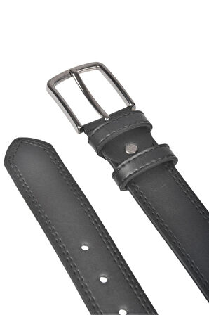DeepSEA Erkek Siyah 4 cm Yanları Dikişli Suni Deri Spor Kemer 2402642