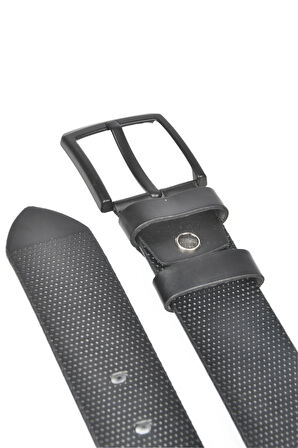 DeepSEA Erkek Siyah 4,5 cm Siyah Tokalı Desenli Suni Deri Spor Kemer 2402644