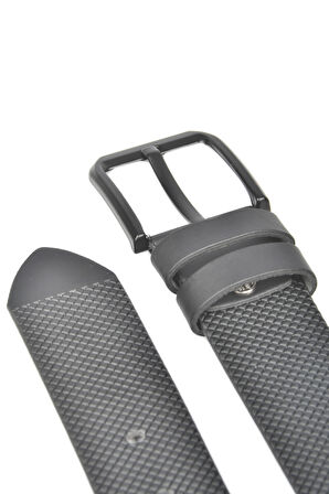 DeepSEA Erkek Siyah 4,5 cm Kare Desenli Suni Deri Siyah Tokalı Kemer 2402645