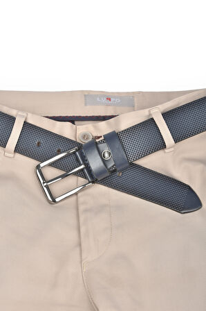 DeepSEA Erkek Lacivert 4 cm Eninde Nokta Desenli Suni Deri Kemer 2402610