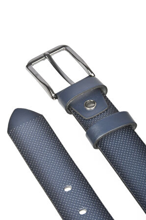 DeepSEA Erkek Lacivert 4 cm Eninde Nokta Desenli Suni Deri Kemer 2402610