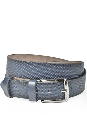 DeepSEA Erkek Lacivert 4 cm Eninde Nokta Desenli Suni Deri Kemer 2402610