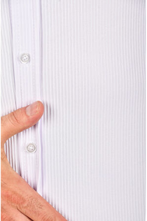 DeepSEA Erkek Beyaz Slim Fit Likralı Spor Gömlek Dar Kesim Jakar Kumaş Kısa Kol Gömlek 2500804