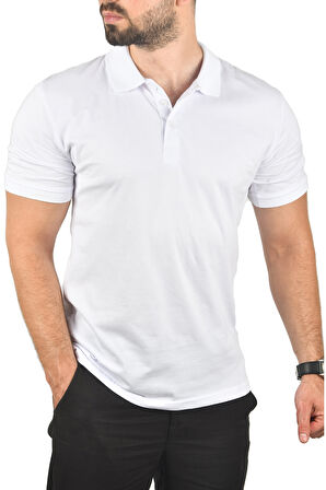 DeepSEA Erkek Beyaz Büyük Beden Polo Yaka Tişört Nefes Alan Pamuklu Pike Kumaş Battal Beden Tişört 2504349