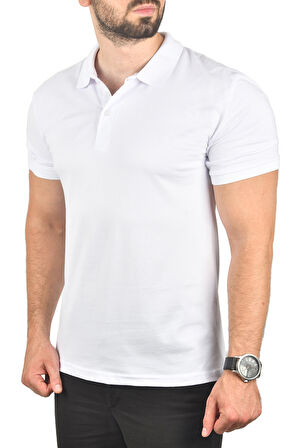 DeepSEA Erkek Beyaz Büyük Beden Polo Yaka Tişört Nefes Alan Pamuklu Pike Kumaş Battal Beden Tişört 2504349