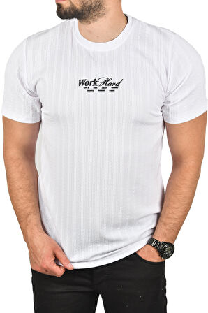 DeepSEA Erkek Beyaz Dar Kesim Pamuklu Tişört Slim Fit Nefes Alan Yumuşak Dokulu Tişört 2504351
