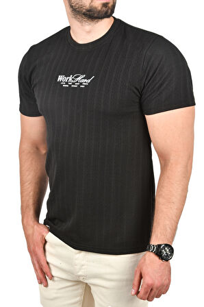 DeepSEA Erkek Siyah Dar Kesim Pamuklu Tişört Slim Fit Nefes Alan Yumuşak Dokulu Tişört 2504351