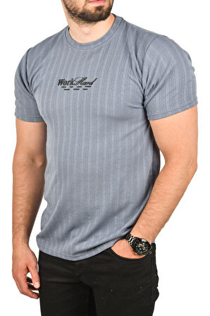 DeepSEA Erkek Mavi Dar Kesim Pamuklu Tişört Slim Fit Nefes Alan Yumuşak Dokulu Tişört 2504351