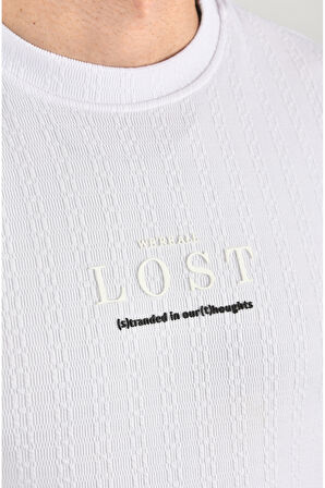 DeepSEA Erkek Beyaz Nefes Alan Pamuklu Tişört Bisiklet Yaka Dar Kesim Yumuşak Dokulu Tişört 2504352